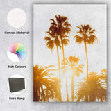 Golden Sunset Palm Trees Tropical Paradise Photography Canvas Wall Art Print Decor Picture Ready to Hang
