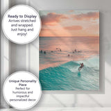 Ocean Wave Surfer Sunset Seascape Coastal Photography Canvas Wall Art Print Decor Picture Ready to Hang
