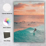 Ocean Wave Surfer Sunset Seascape Coastal Photography Canvas Wall Art Print Decor Picture Ready to Hang