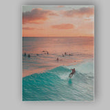 Ocean Wave Surfer Sunset Seascape Coastal Photography Canvas Wall Art Print Decor Picture Ready to Hang