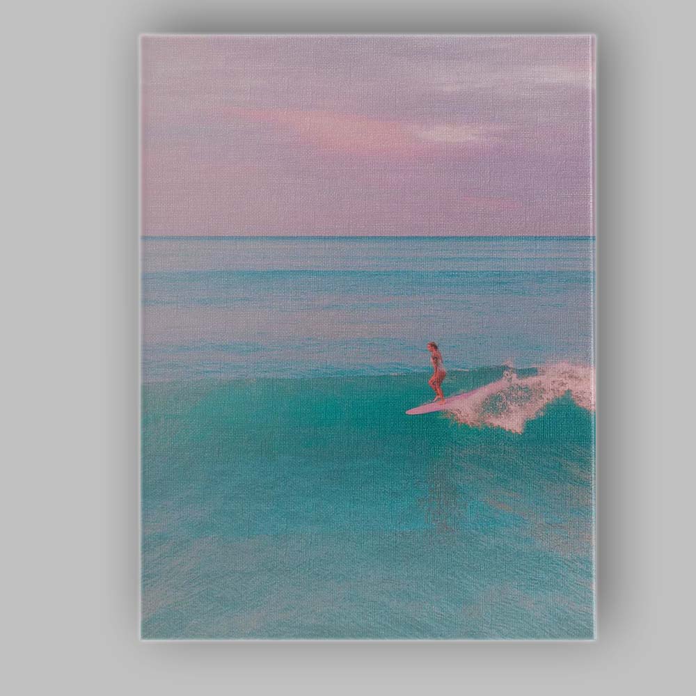 Pastel Ocean Surfing Seascape Coastal Sunset Photography Canvas Wall Art Print Decor Picture Ready to Hang
