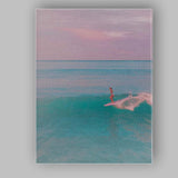 Pastel Ocean Surfing Seascape Coastal Sunset Photography Canvas Wall Art Print Decor Picture Ready to Hang