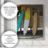 Colourful Surfboards Rustic Beach Hut Coastal Photography Canvas Wall Art Print Decor Picture Ready to Hang