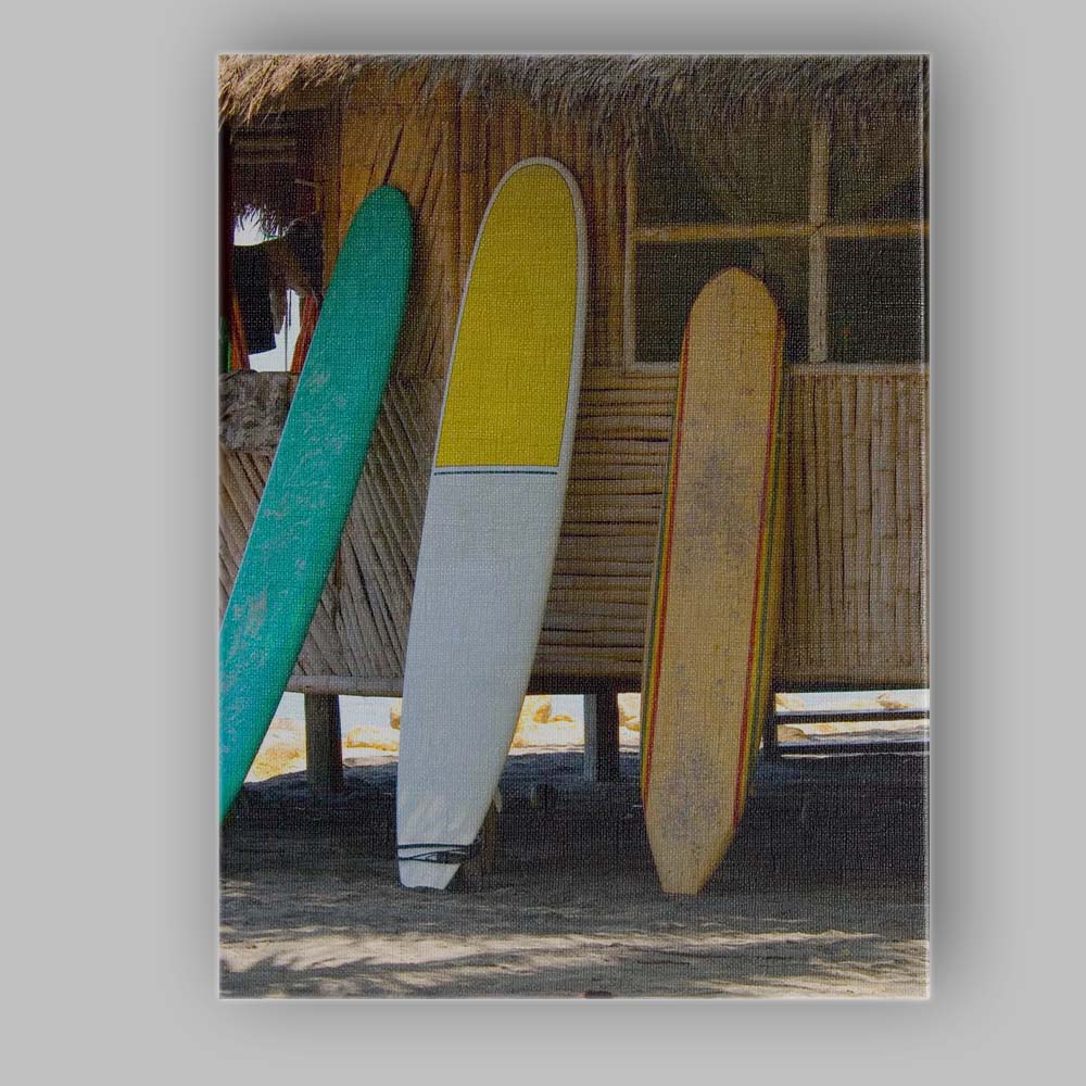 Colourful Surfboards Rustic Beach Hut Coastal Photography Canvas Wall Art Print Decor Picture Ready to Hang