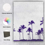 Purple Tropical Palm Tree Silhouette Minimalist Coastal Photography Canvas Wall Art Print Decor Picture Ready to Hang