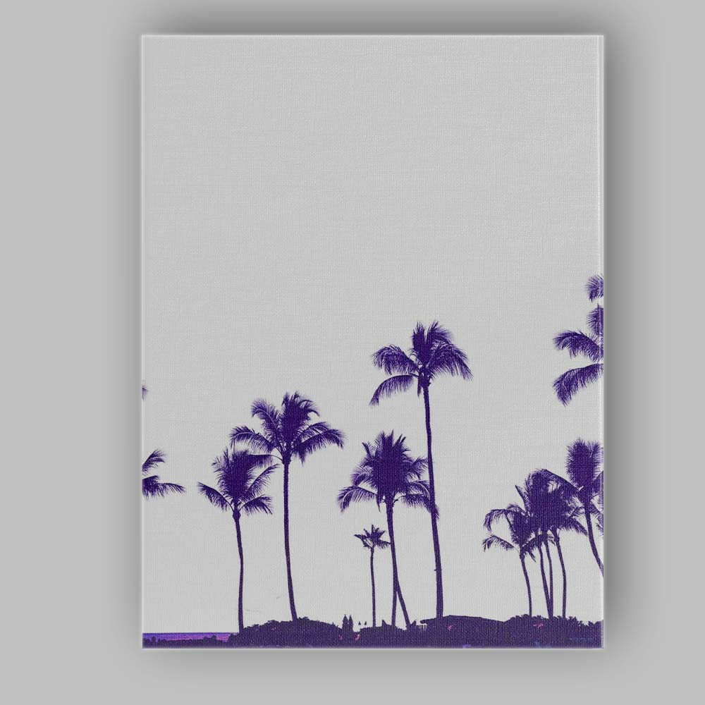 Purple Tropical Palm Tree Silhouette Minimalist Coastal Photography Canvas Wall Art Print Decor Picture Ready to Hang