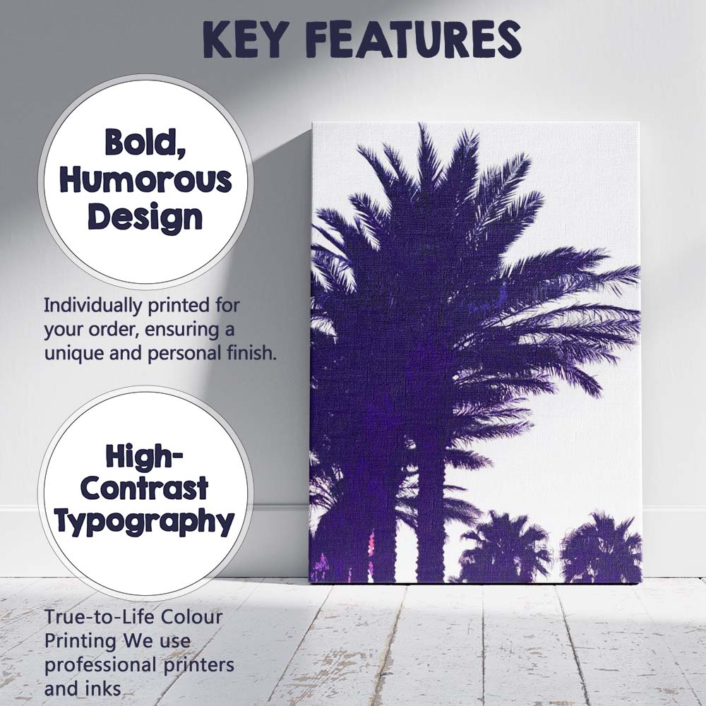 Purple Palm Tree Silhouette Contemporary Tropical Photography Canvas Wall Art Print Decor Picture Ready to Hang