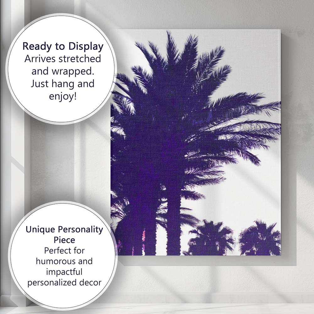Purple Palm Tree Silhouette Contemporary Tropical Photography Canvas Wall Art Print Decor Picture Ready to Hang