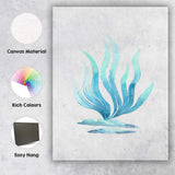 Blue Watercolour Seaweed Coastal Botanical Illustration Canvas Wall Art Print Decor Picture Ready to Hang