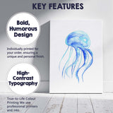 Blue Watercolour Jellyfish Marine Life Illustration Canvas Wall Art Print Decor Picture Ready to Hang