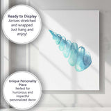 Blue Watercolour Spiral Seashell Coastal Illustration Canvas Wall Art Print Decor Picture Ready to Hang