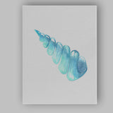 Blue Watercolour Spiral Seashell Coastal Illustration Canvas Wall Art Print Decor Picture Ready to Hang