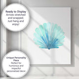 Blue Watercolour Scallop Shell Coastal Beach Illustration Canvas Wall Art Print Decor Picture Ready to Hang