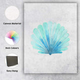 Blue Watercolour Scallop Shell Coastal Beach Illustration Canvas Wall Art Print Decor Picture Ready to Hang