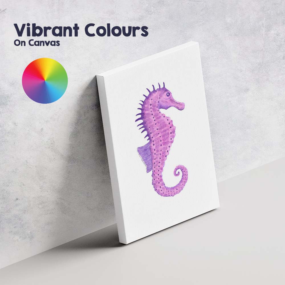 Purple Watercolour Seahorse Marine Life Illustration Canvas Wall Art Print Decor Picture Ready to Hang