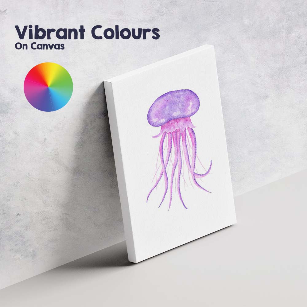 Purple Watercolour Jellyfish Marine Life Illustration Canvas Wall Art Print Decor Picture Ready to Hang