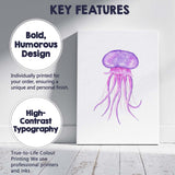 Purple Watercolour Jellyfish Marine Life Illustration Canvas Wall Art Print Decor Picture Ready to Hang