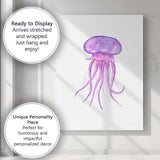 Purple Watercolour Jellyfish Marine Life Illustration Canvas Wall Art Print Decor Picture Ready to Hang