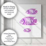Purple Watercolour Tropical Angelfish Marine Life Illustration Canvas Wall Art Print Decor Picture Ready to Hang