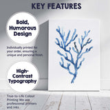 Deep Blue Watercolour Sea Coral Branch Coastal Illustration Canvas Wall Art Print Decor Picture Ready to Hang