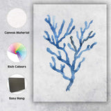 Deep Blue Watercolour Sea Coral Branch Coastal Illustration Canvas Wall Art Print Decor Picture Ready to Hang
