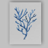Deep Blue Watercolour Sea Coral Branch Coastal Illustration Canvas Wall Art Print Decor Picture Ready to Hang
