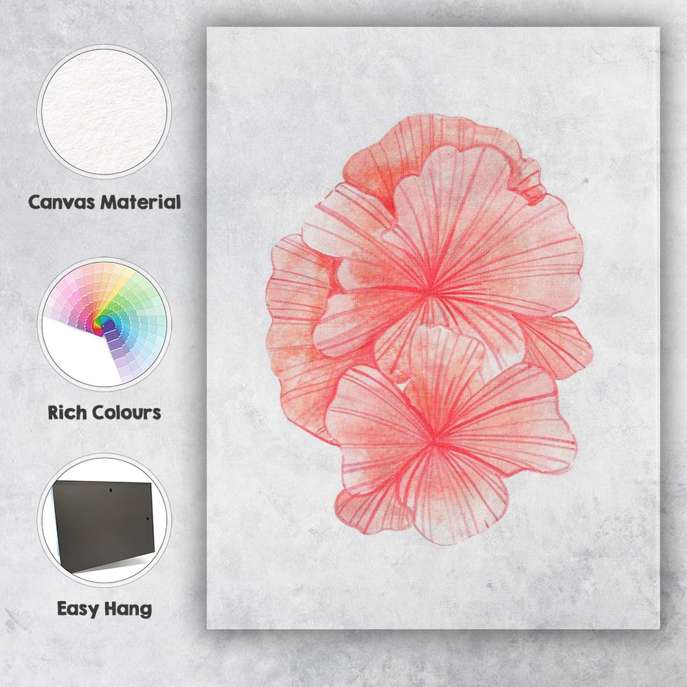 Coral Pink Watercolour Seashell Collection Coastal Illustration Canvas Wall Art Print Decor Picture Ready to Hang