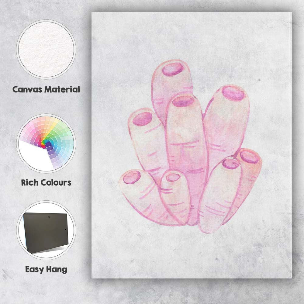Pastel Pink Watercolour Sea Sponge Coral Marine Illustration Canvas Wall Art Print Decor Picture Ready to Hang