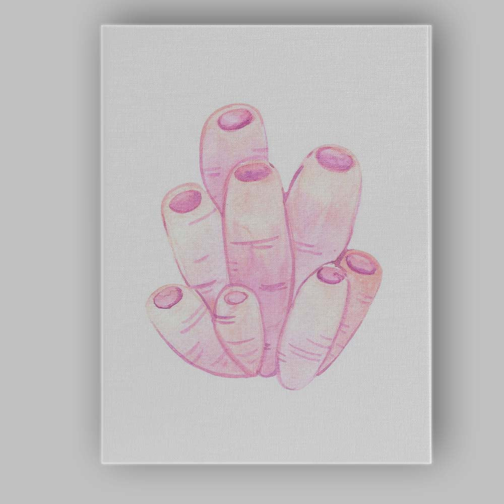 Pastel Pink Watercolour Sea Sponge Coral Marine Illustration Canvas Wall Art Print Decor Picture Ready to Hang