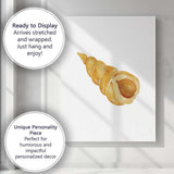 Golden Spiral Seashell Watercolour Coastal Marine Illustration Canvas Wall Art Print Decor Picture Ready to Hang
