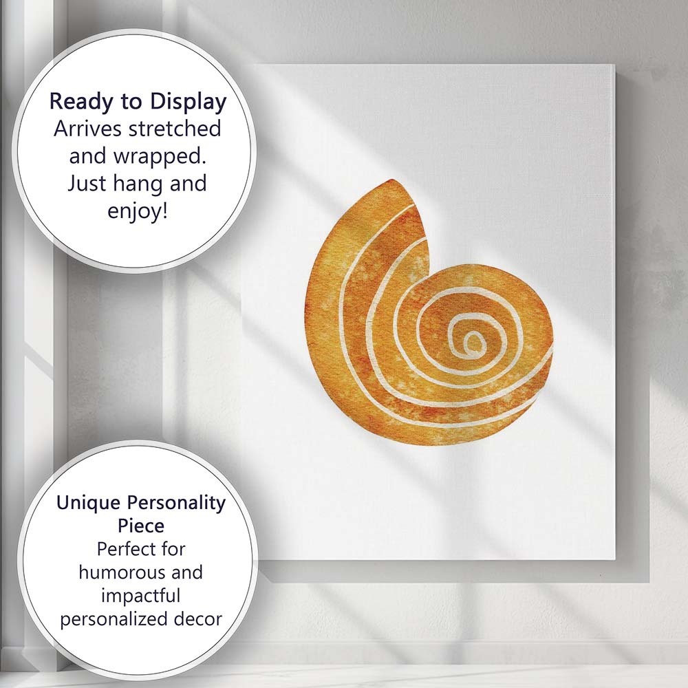 Golden Nautilus Spiral Seashell Watercolour Coastal Illustration Canvas Wall Art Print Decor Picture Ready to Hang