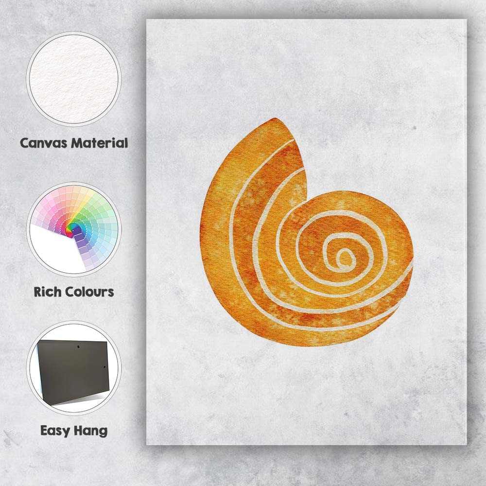 Golden Nautilus Spiral Seashell Watercolour Coastal Illustration Canvas Wall Art Print Decor Picture Ready to Hang