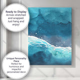 Moody Blue Ocean Wave Watercolour Seascape Abstract Canvas Wall Art Print Decor Picture Ready to Hang