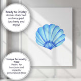 Bright Blue Scallop Seashell Watercolour Coastal Marine Illustration Canvas Wall Art Print Decor Picture Ready to Hang