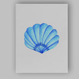 Bright Blue Scallop Seashell Watercolour Coastal Marine Illustration Canvas Wall Art Print Decor Picture Ready to Hang