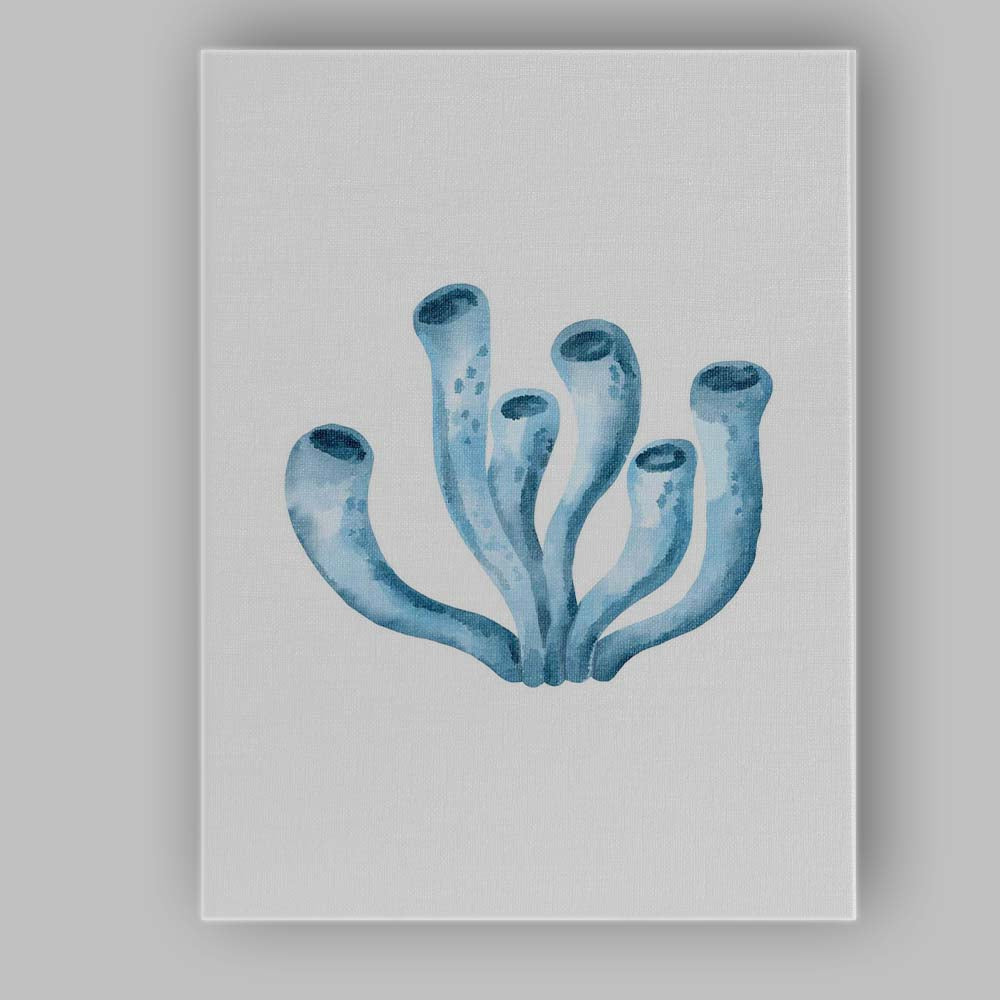 Soft Blue Watercolour Sea Sponge Coral Marine Illustration Canvas Wall Art Print Decor Picture Ready to Hang