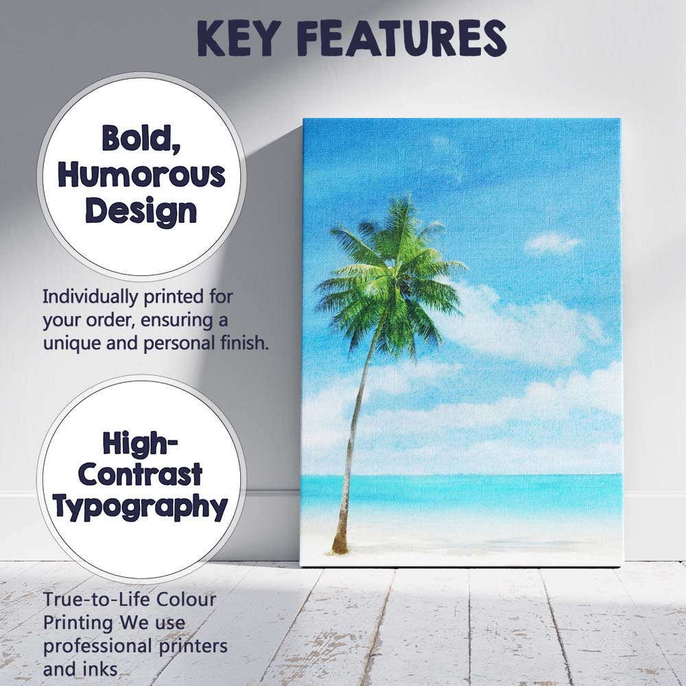 Tropical Palm Tree Beach Ocean Coastal Landscape Canvas Wall Art Print Decor Picture Ready to Hang