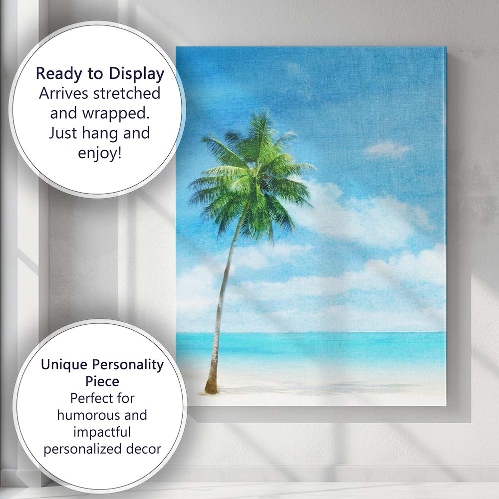 Tropical Palm Tree Beach Ocean Coastal Landscape Canvas Wall Art Print Decor Picture Ready to Hang
