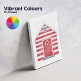 Red White Striped Beach Hut Coastal Watercolour Illustration Canvas Wall Art Print Decor Picture Ready to Hang