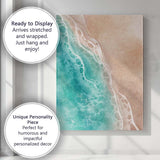 Turquoise Ocean Waves Sandy Beach Watercolour Seascape Canvas Wall Art Print Decor Picture Ready to Hang