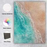 Turquoise Ocean Waves Sandy Beach Watercolour Seascape Canvas Wall Art Print Decor Picture Ready to Hang