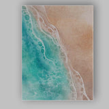 Turquoise Ocean Waves Sandy Beach Watercolour Seascape Canvas Wall Art Print Decor Picture Ready to Hang