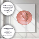 Blush Pink Wide Brim Summer Sun Hat Illustration Canvas Wall Art Print Decor Picture Ready to Hang