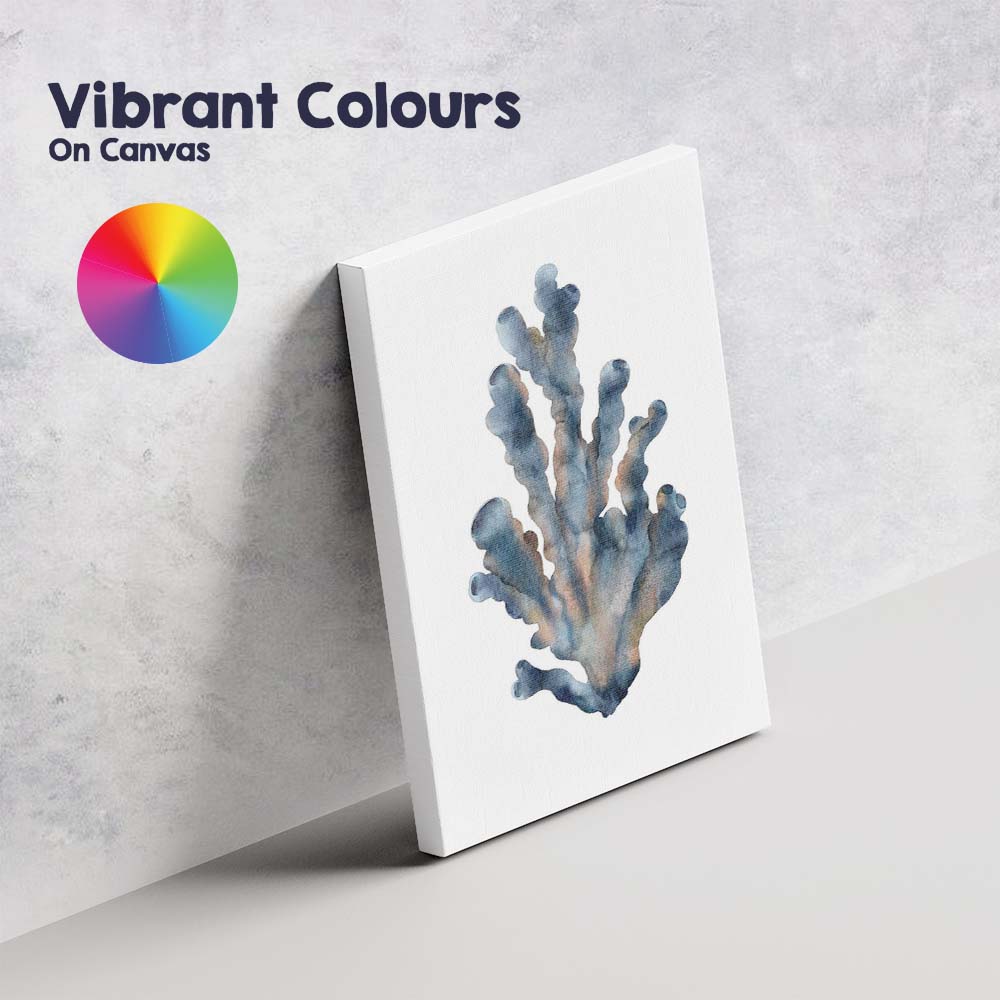 Blue Grey Watercolour Tube Coral Coastal Marine Illustration Canvas Wall Art Print Decor Picture Ready to Hang