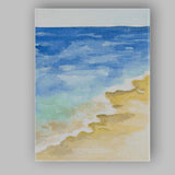Blue Ocean Waves Sandy Beach Watercolour Seascape Canvas Wall Art Print Decor Picture Ready to Hang