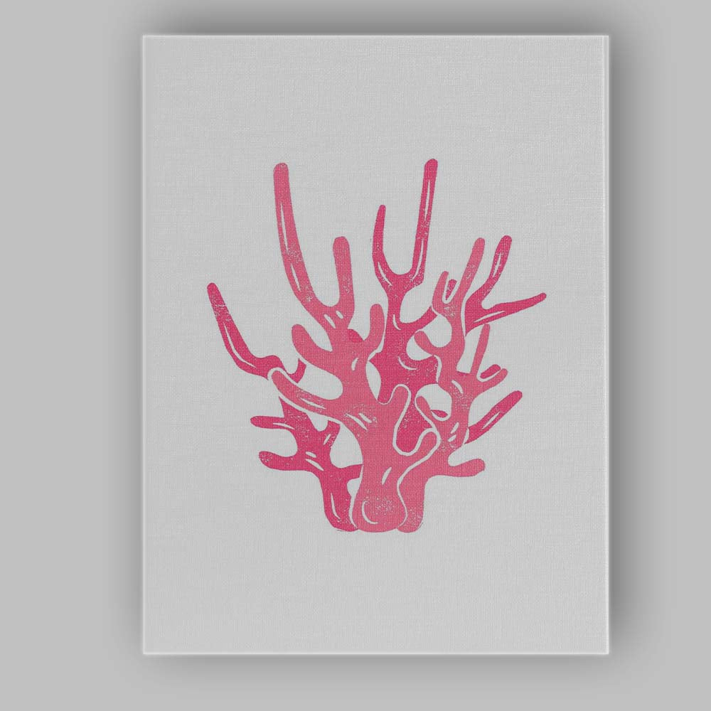 Pink Coral Reef Coastal Minimal Illustration Canvas Wall Art Print Decor Picture Ready to Hang
