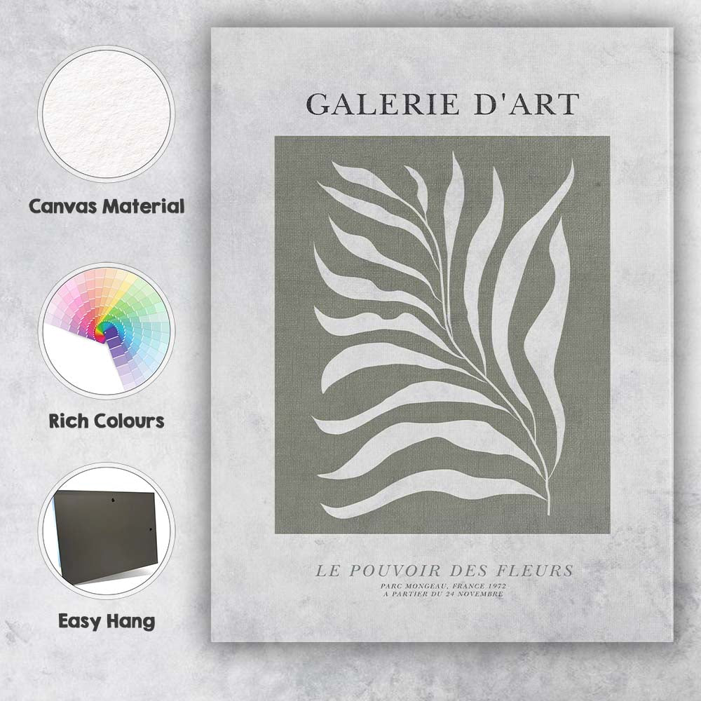 Minimal Sage Green Seaweed Botanical Gallery Poster Canvas Wall Art Print Decor Picture Ready to Hang