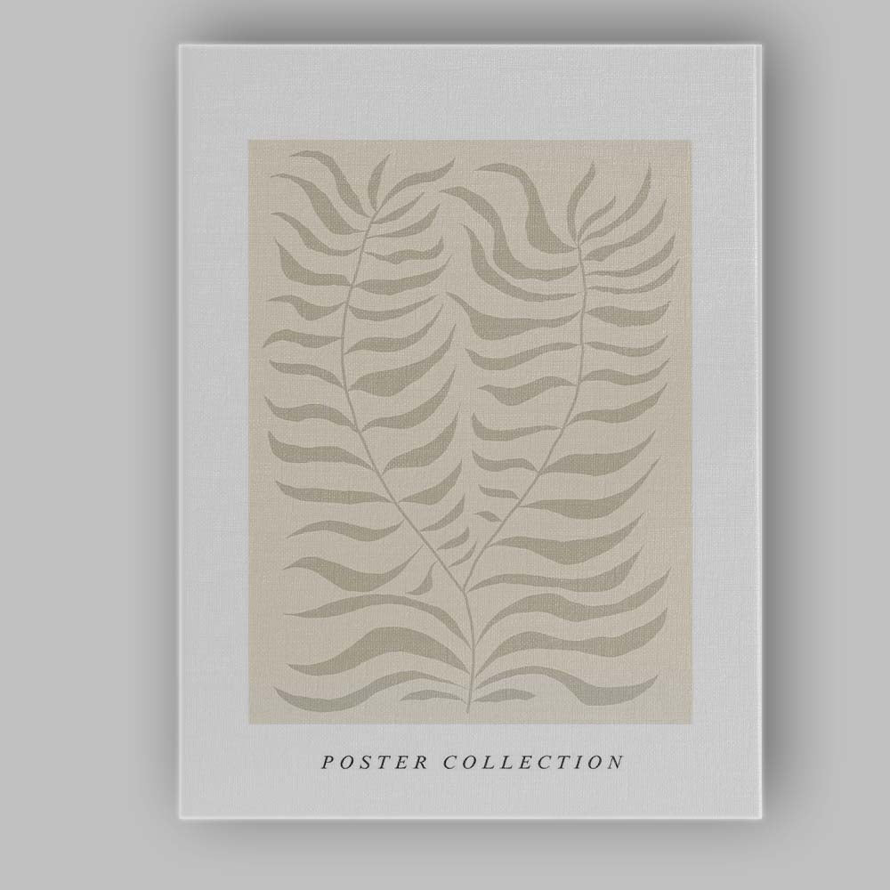 Minimal Beige Botanical Fern Leaf Poster Canvas Wall Art Print Decor Picture Ready to Hang