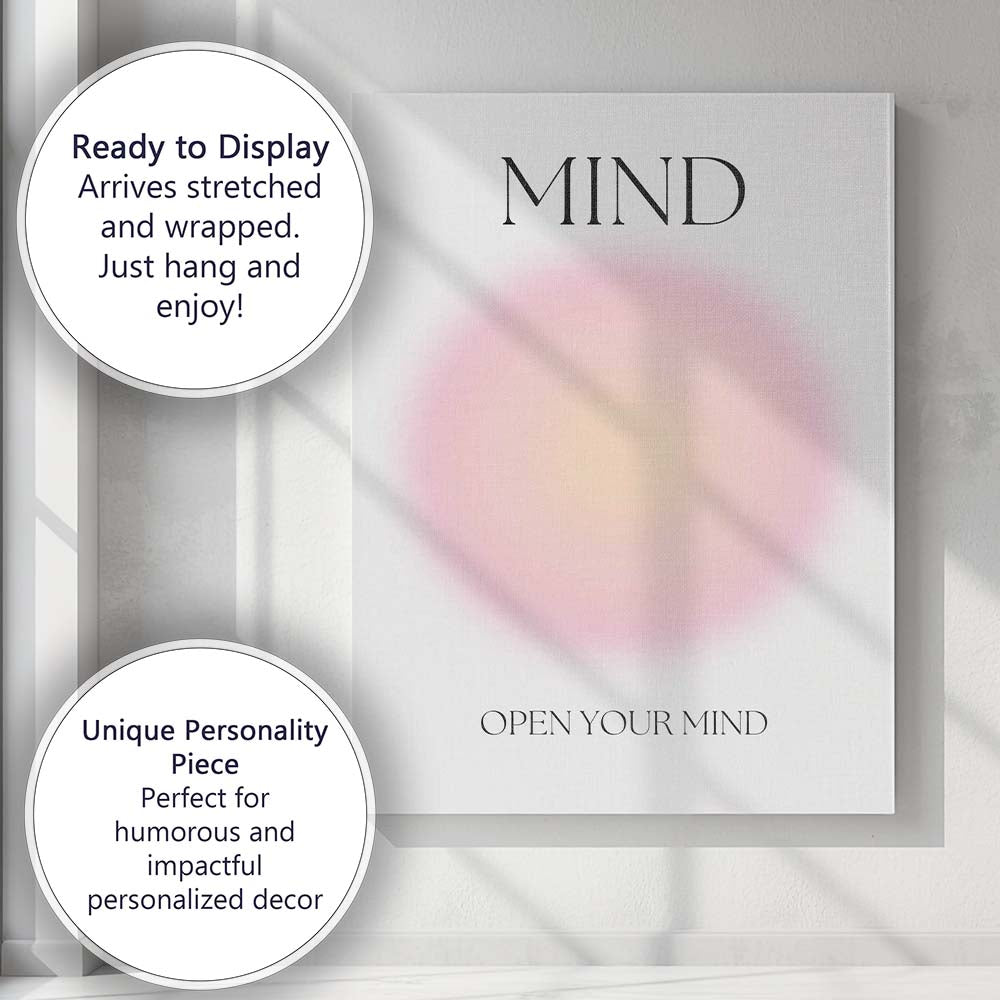 Minimal Mind Wellness Typography Gradient Poster Canvas Wall Art Print Decor Picture Ready to Hang