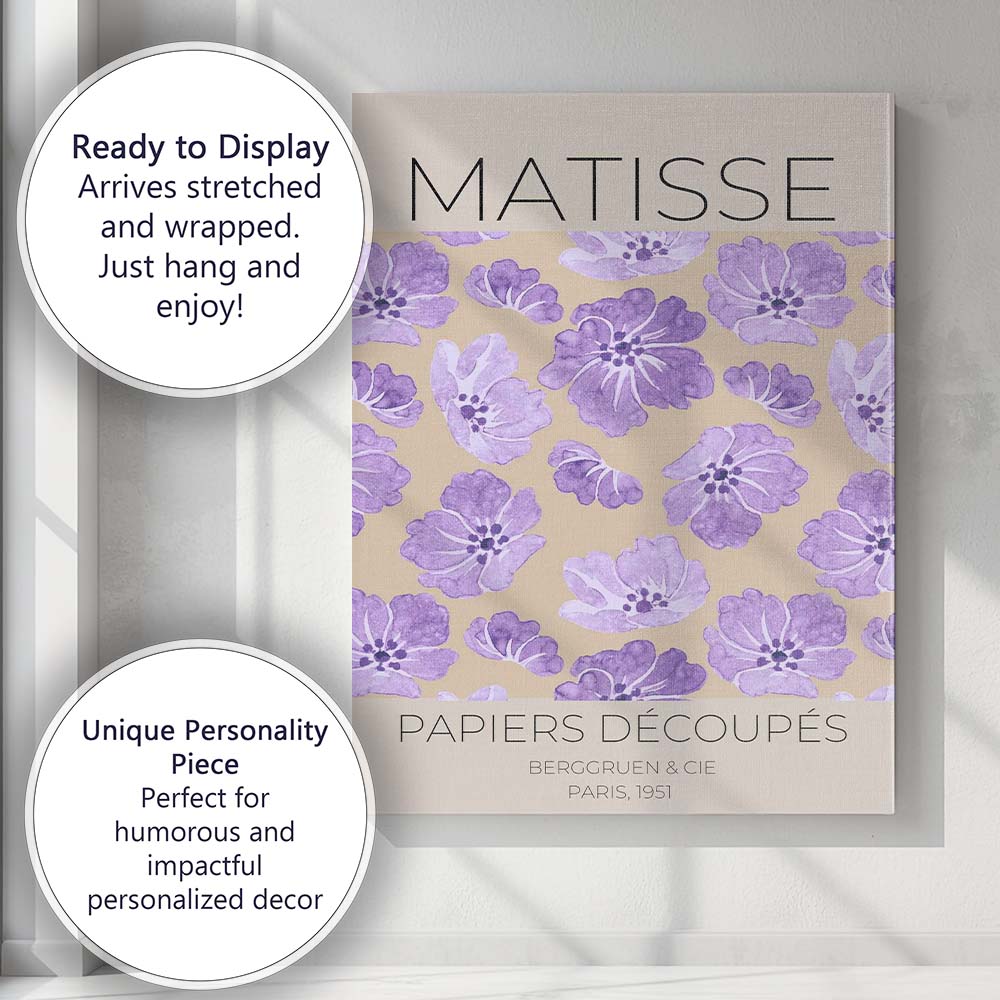 Henri Matisse Purple Watercolour Floral Exhibition Poster Canvas Wall Art Print Decor Picture Ready to Hang